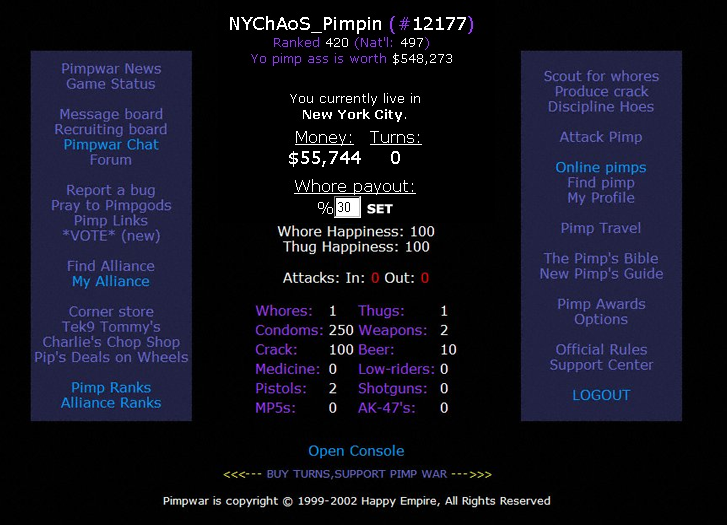 Pimpwar dashboard screenshot